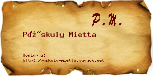 Páskuly Mietta névjegykártya